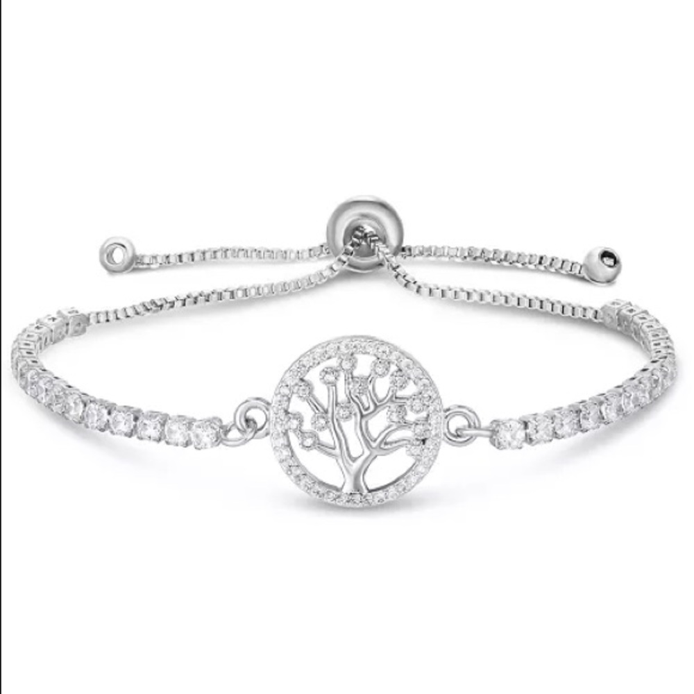 Tree of Life Cubic Zirconia Adjustable Bracelet